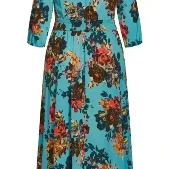 CITY CHIC TEAL MULTI MAXI DRESS SIZE XS 14 - Picture 5 of 7